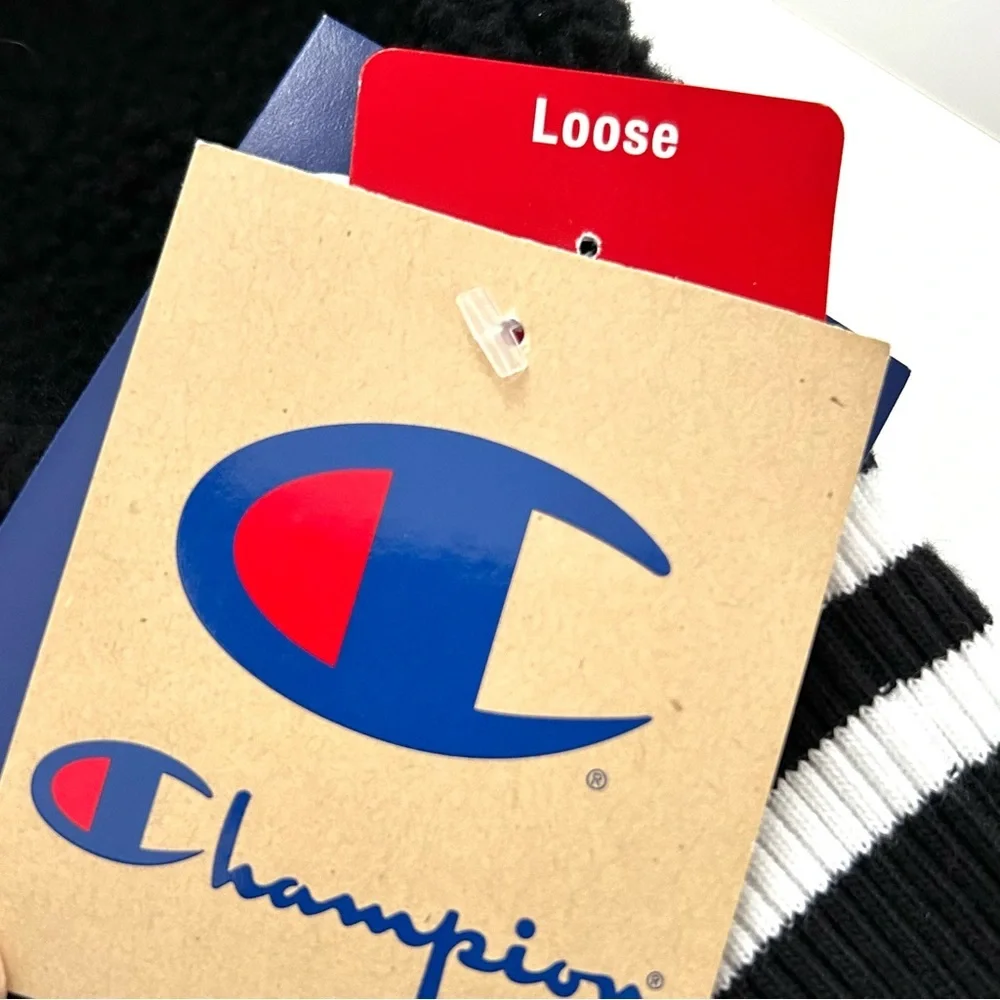 🌸BRAND NEW Champion Pullover. Fuzzy & Cozy. Black/White w/ Pockets Size: XL - Picture 11 of 14